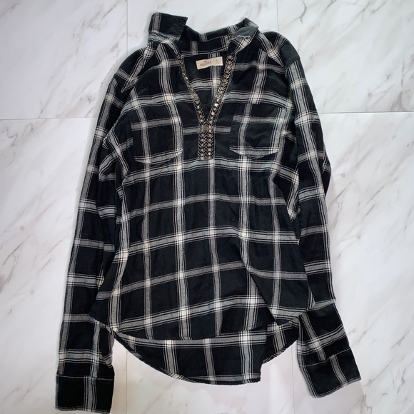 Hollister Tops - Hollister Beaded Neck Flannel